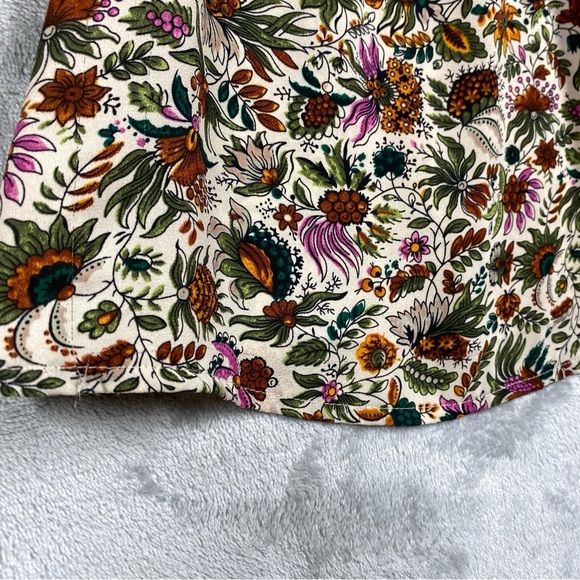 Maeve Smocked High Neck Ruffle Floral Print Blouse Size 10 - Picture 5 of 9